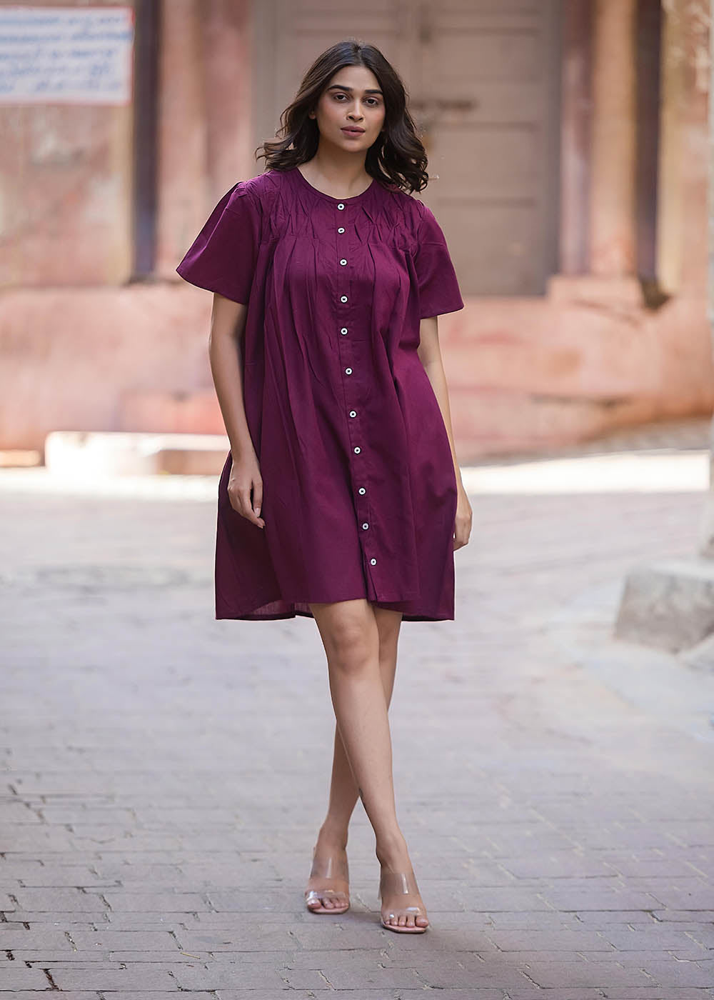 Front-Open Short Dress