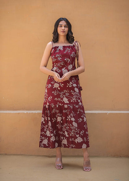 Maroon Drawstring Dress