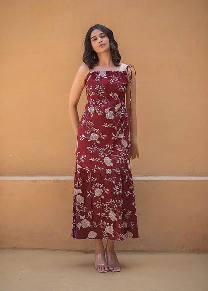 Maroon Drawstring Dress