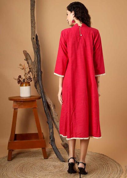 Crew Neck A-Line Gather Dress