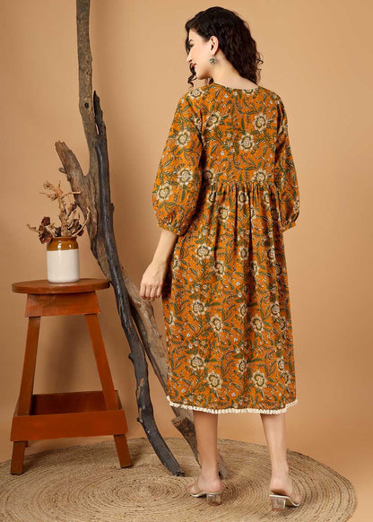 V Neckline Gathered Dress