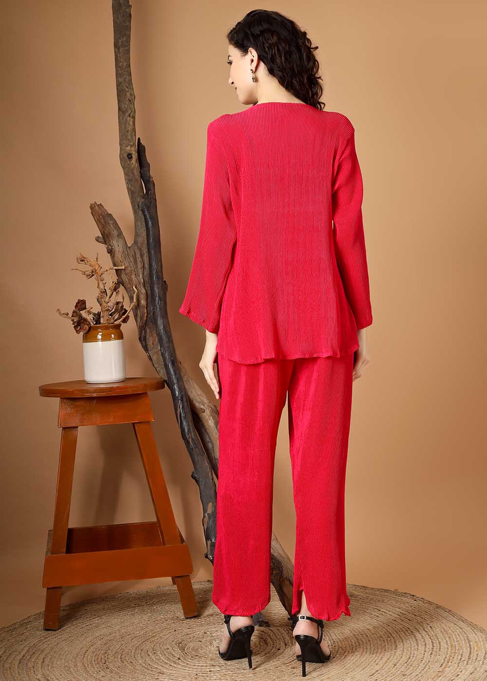 Pink Pleated Co-Ords Set