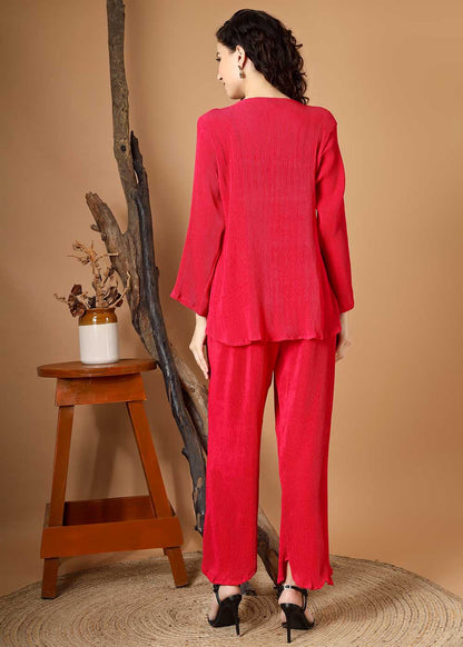 Pink Pleated Co-Ords Set