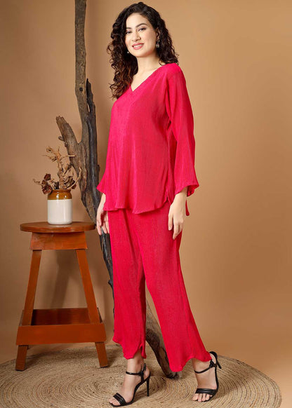 Pink Pleated Co-Ords Set