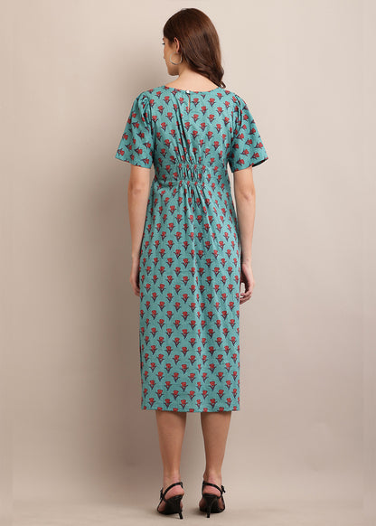 A-Line Fit & Flare Handblocked Dress With Pocket