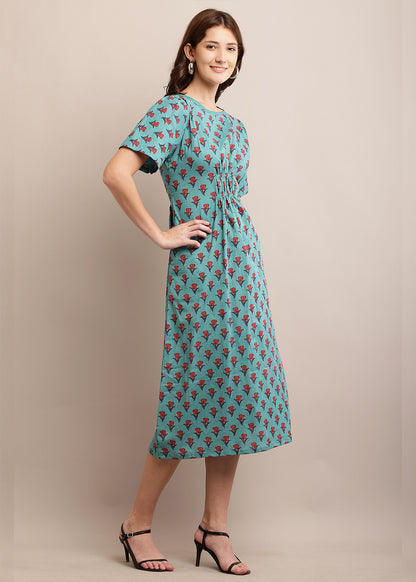 A-Line Fit & Flare Handblocked Dress With Pocket